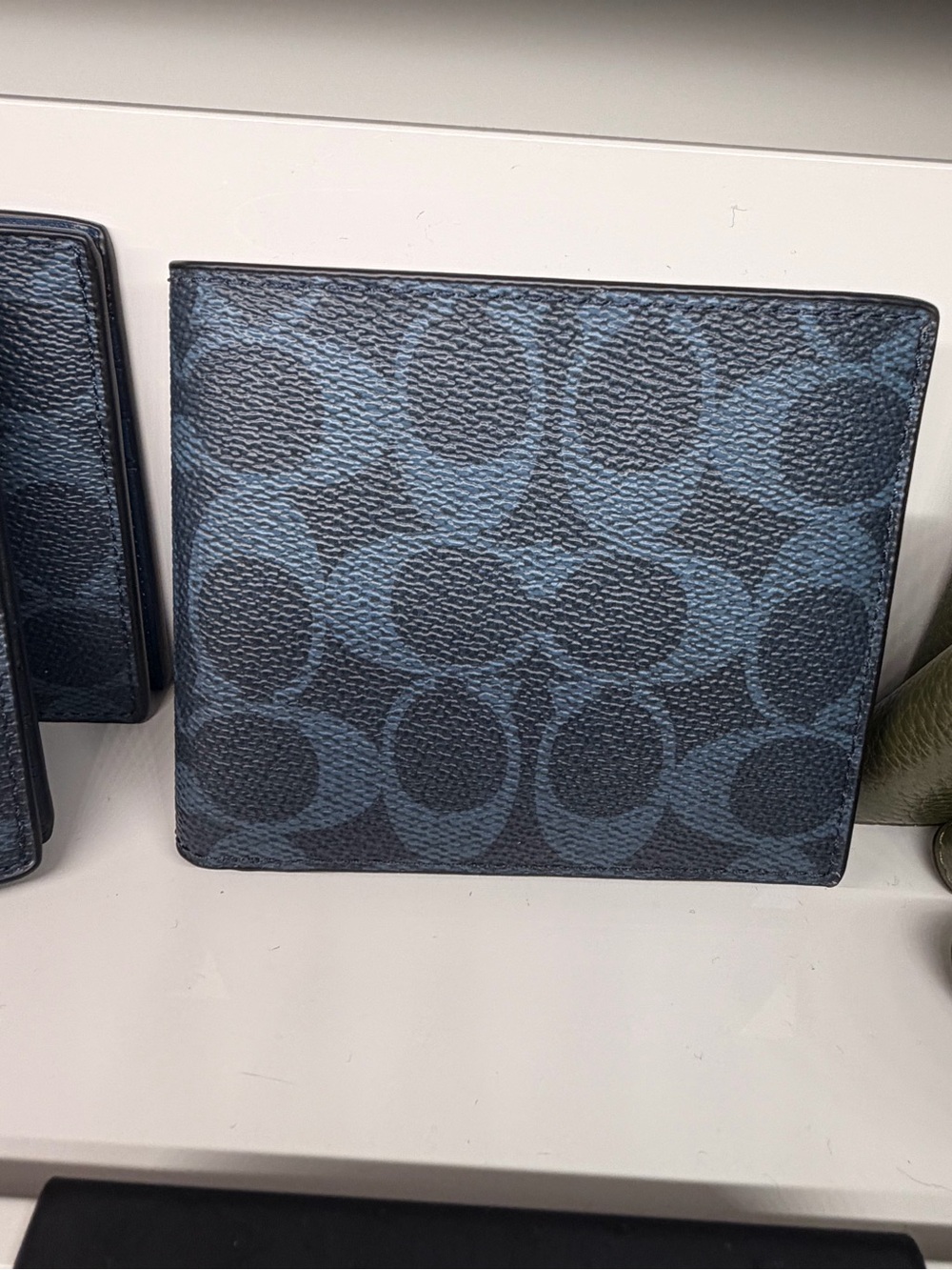 Coach blue Signature logo Bi-Fold Wallet ID case  multi card new